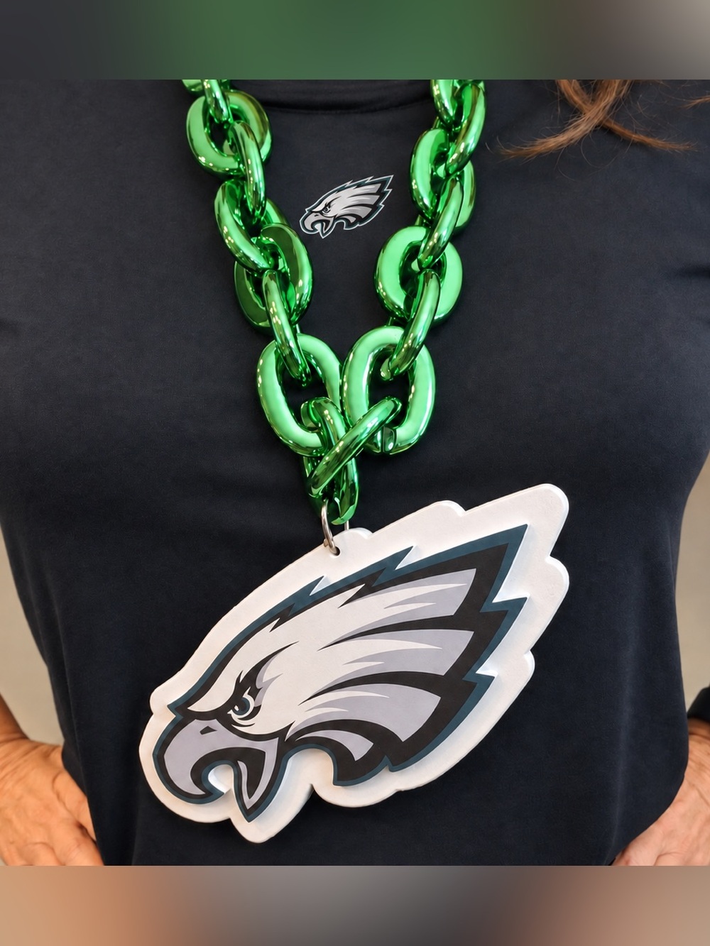 Philadelphia Eagles Oversized Green Chain Necklace